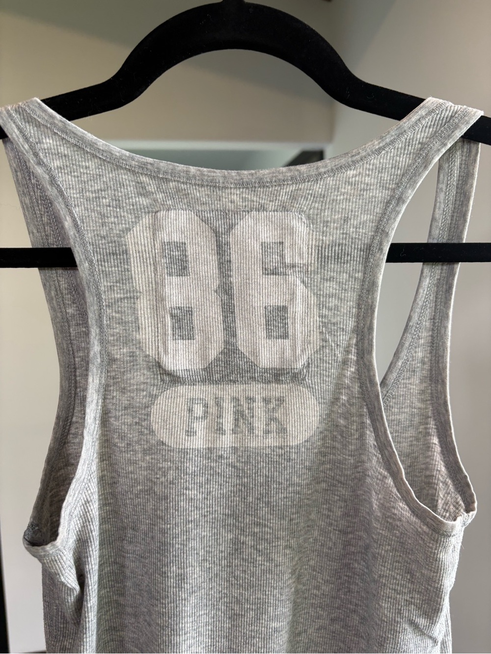 Vintage PINK Victoria's Secret Gray Ribbed Scoop Neck Tank